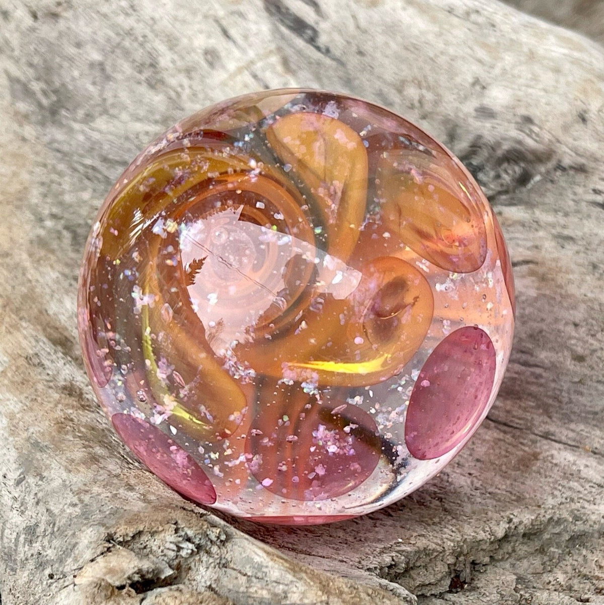 Pink Petals memorial glass globe