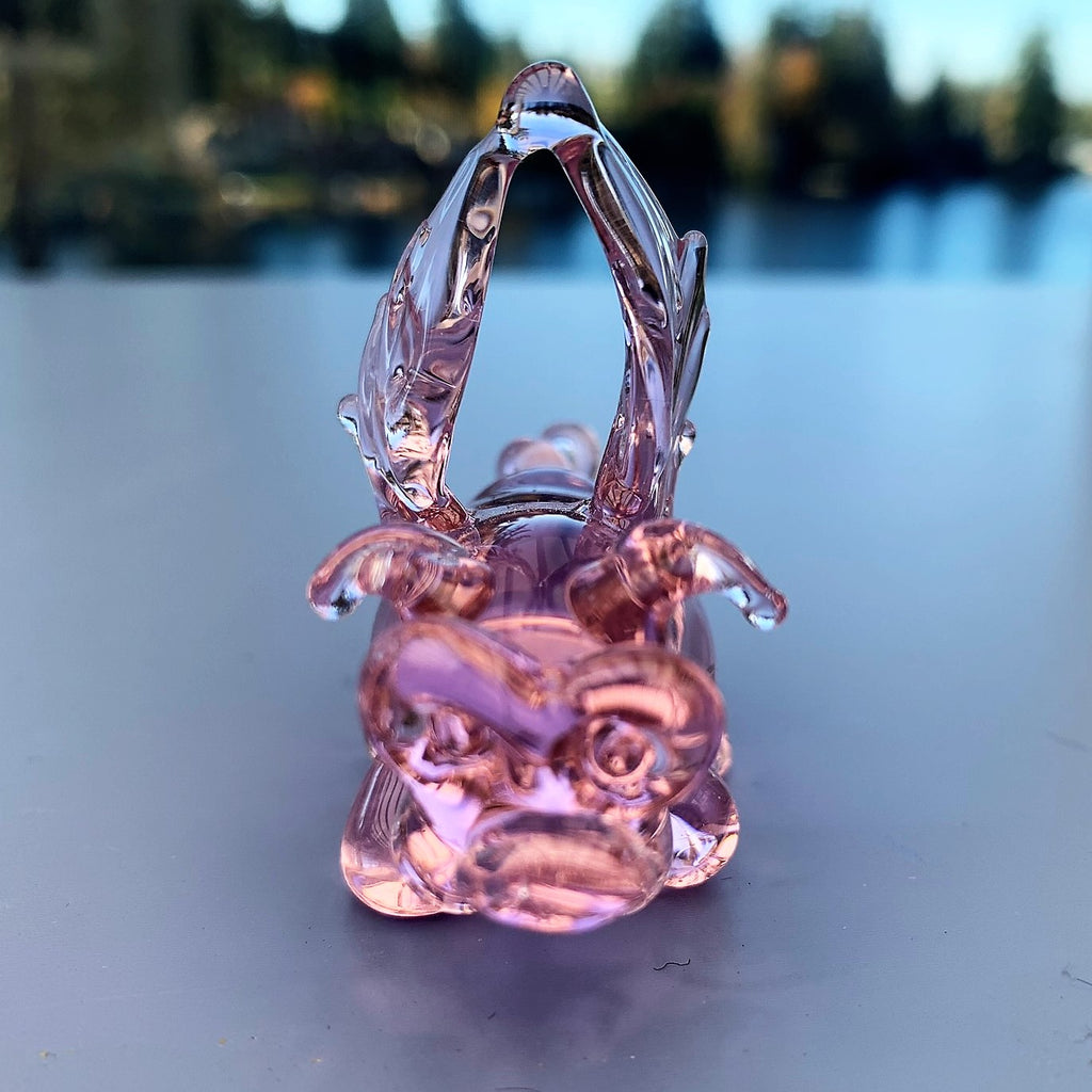 Cute "When Pigs Fly" Pink Glass Ornament | Pink Wing Piggy Glass Holiday Ornament |  Handmade Blown Glass Small Pig Figurine | Holiday Art