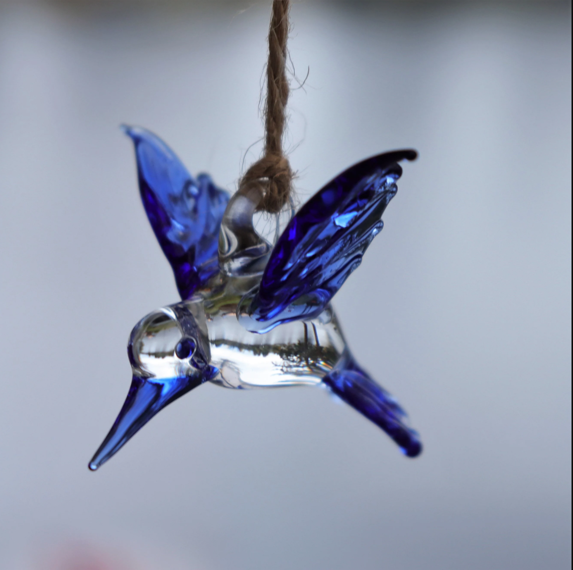 Glass Hummingbird Ornament in a Nest Gift Box