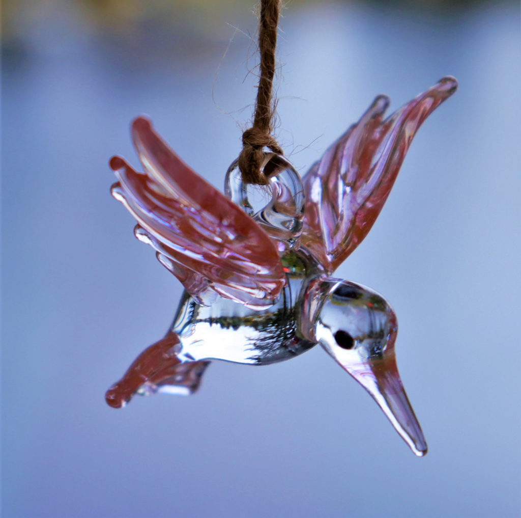 Glass Hummingbird Ornament in a Nest Gift Box