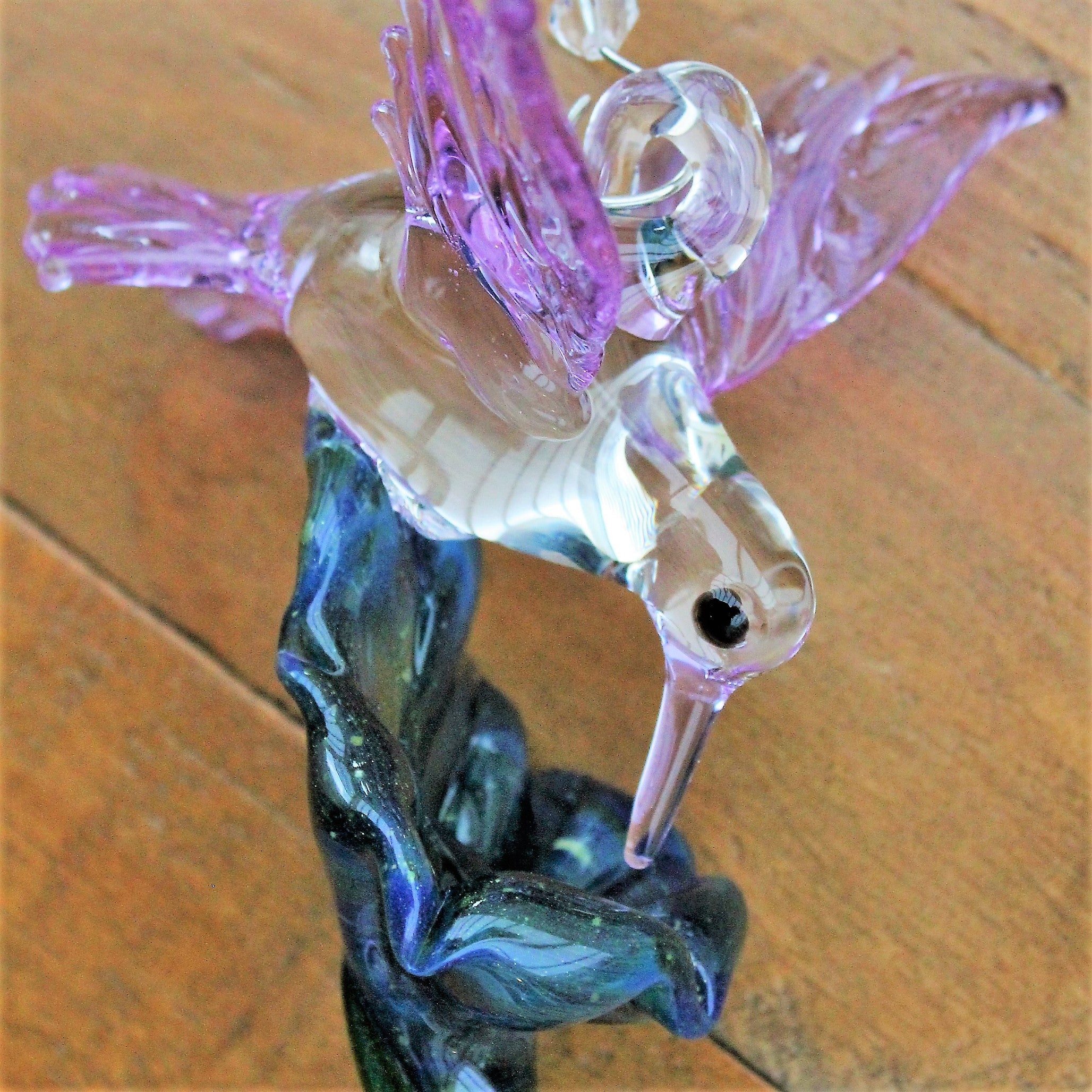 Hummingbird and Flower Sun-Catcher Ornament Hummingbird Decorations Suncatcher for Window Hanging Glass Figurine Bird