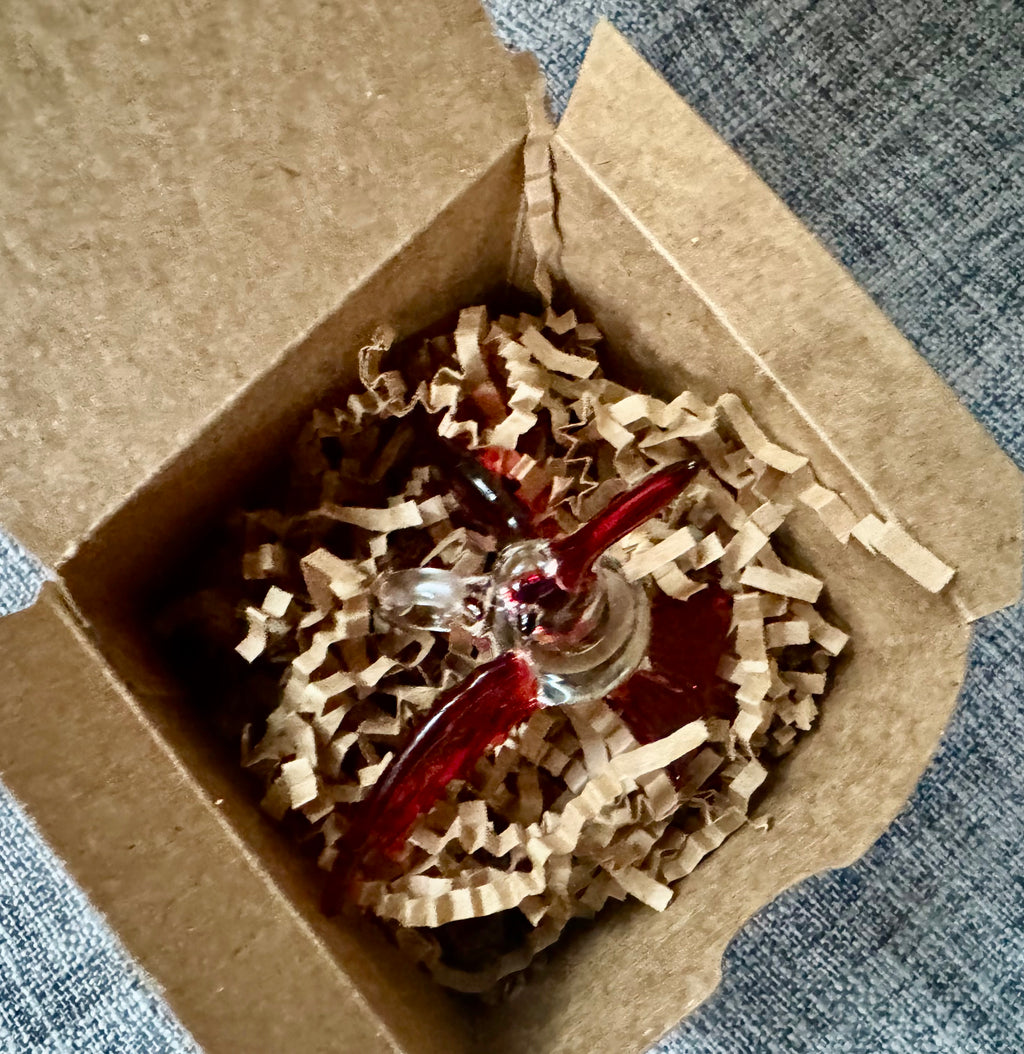 Glass Hummingbird Ornament in a Nest Gift Box