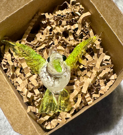 Glass Hummingbird Ornament in a Nest Gift Box
