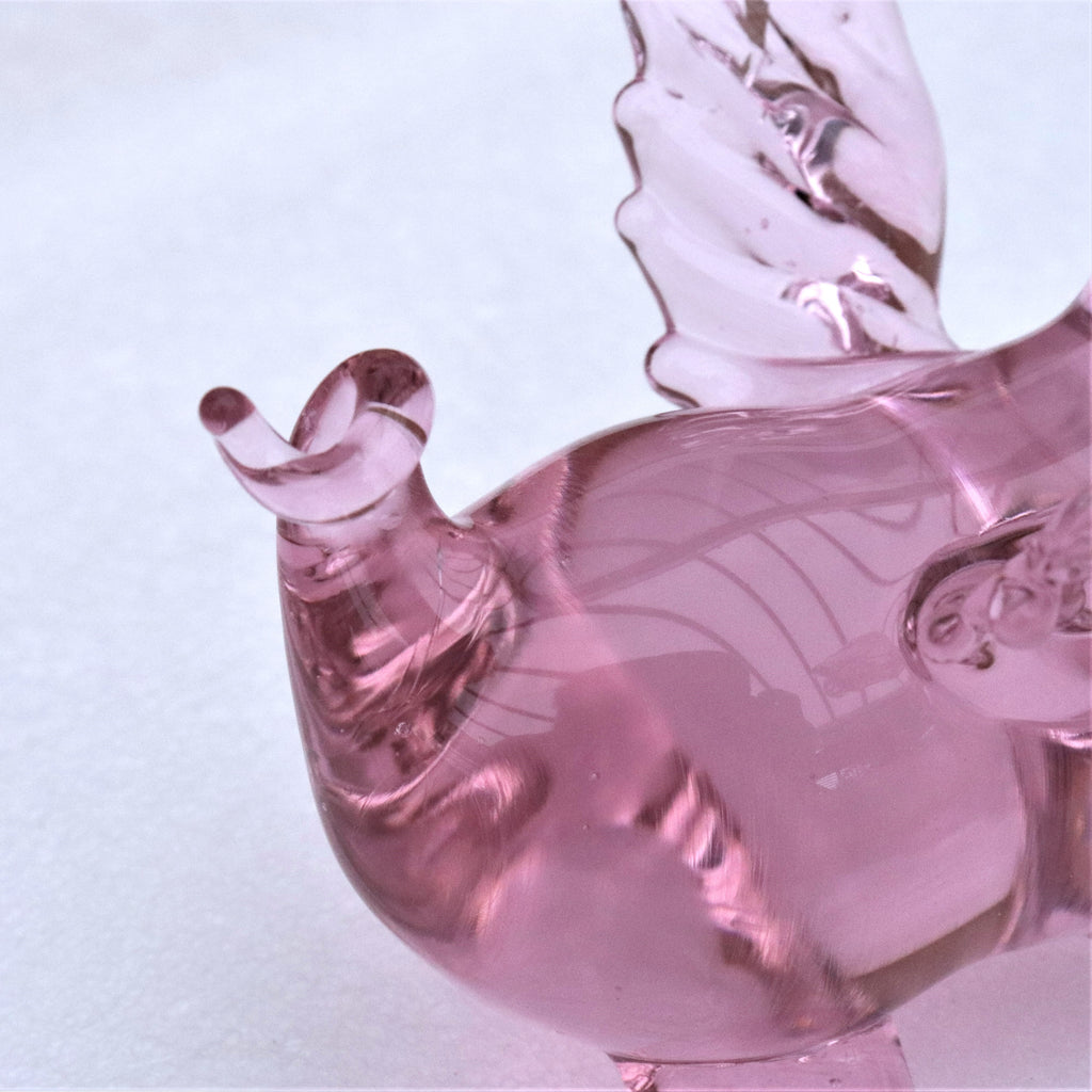 Cute "When Pigs Fly" Pink Glass Ornament | Pink Wing Piggy Glass Holiday Ornament |  Handmade Blown Glass Small Pig Figurine | Holiday Art
