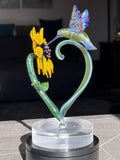 In Stock: Gorgeous Hummingbird Sunflower Sculpture - Only 1 Available!!