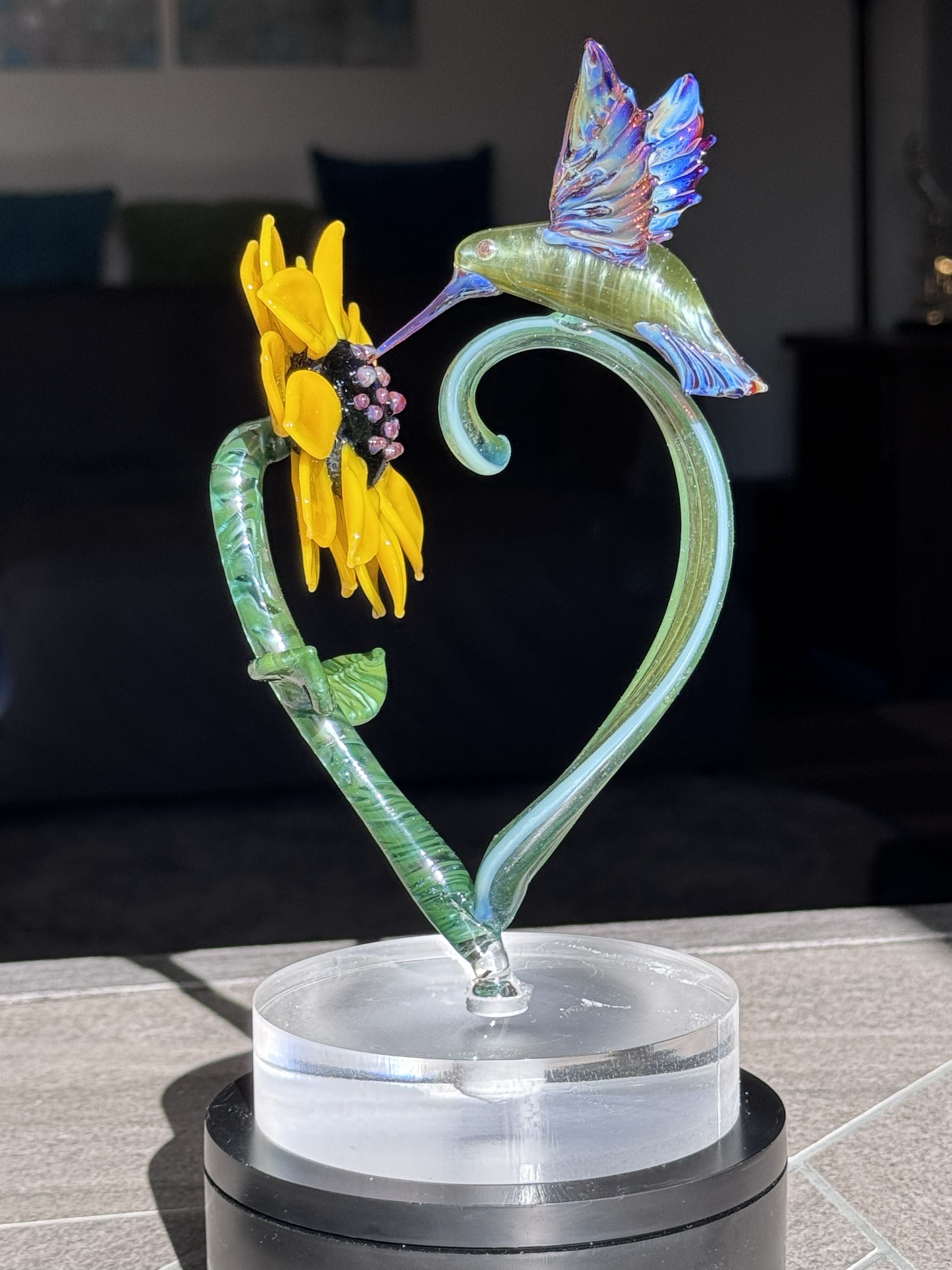 In Stock: Gorgeous Hummingbird Sunflower Sculpture - Only 1 Available!!