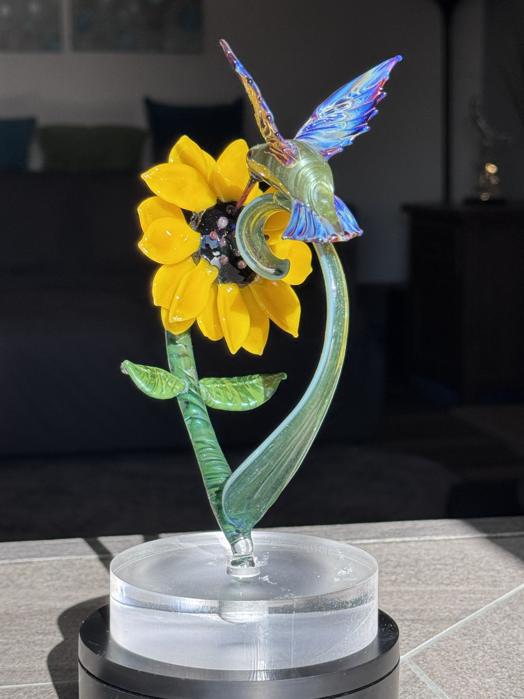 In Stock: Gorgeous Hummingbird Sunflower Sculpture - Only 1 Available!!