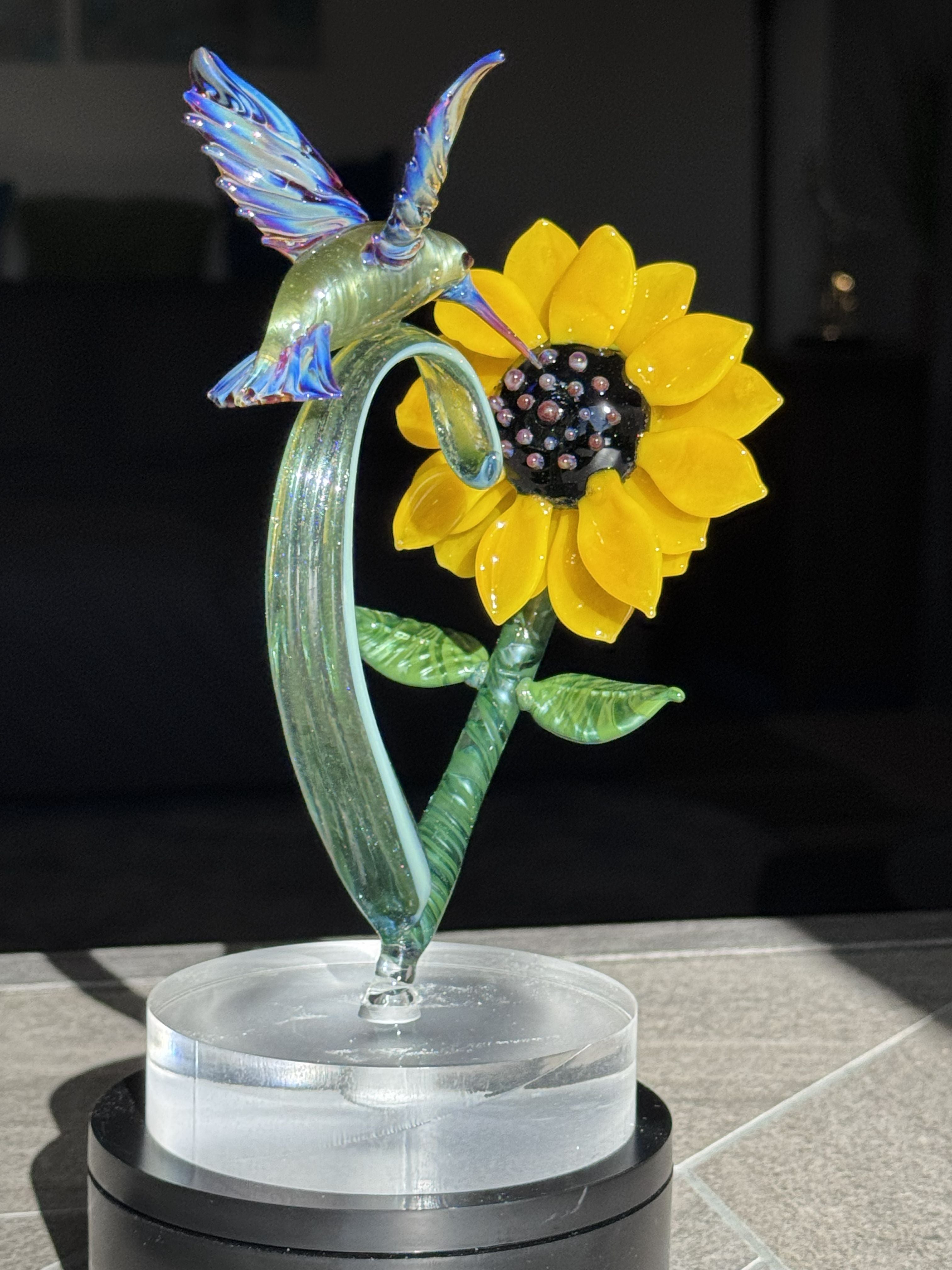 In Stock: Gorgeous Hummingbird Sunflower Sculpture - Only 1 Available!!