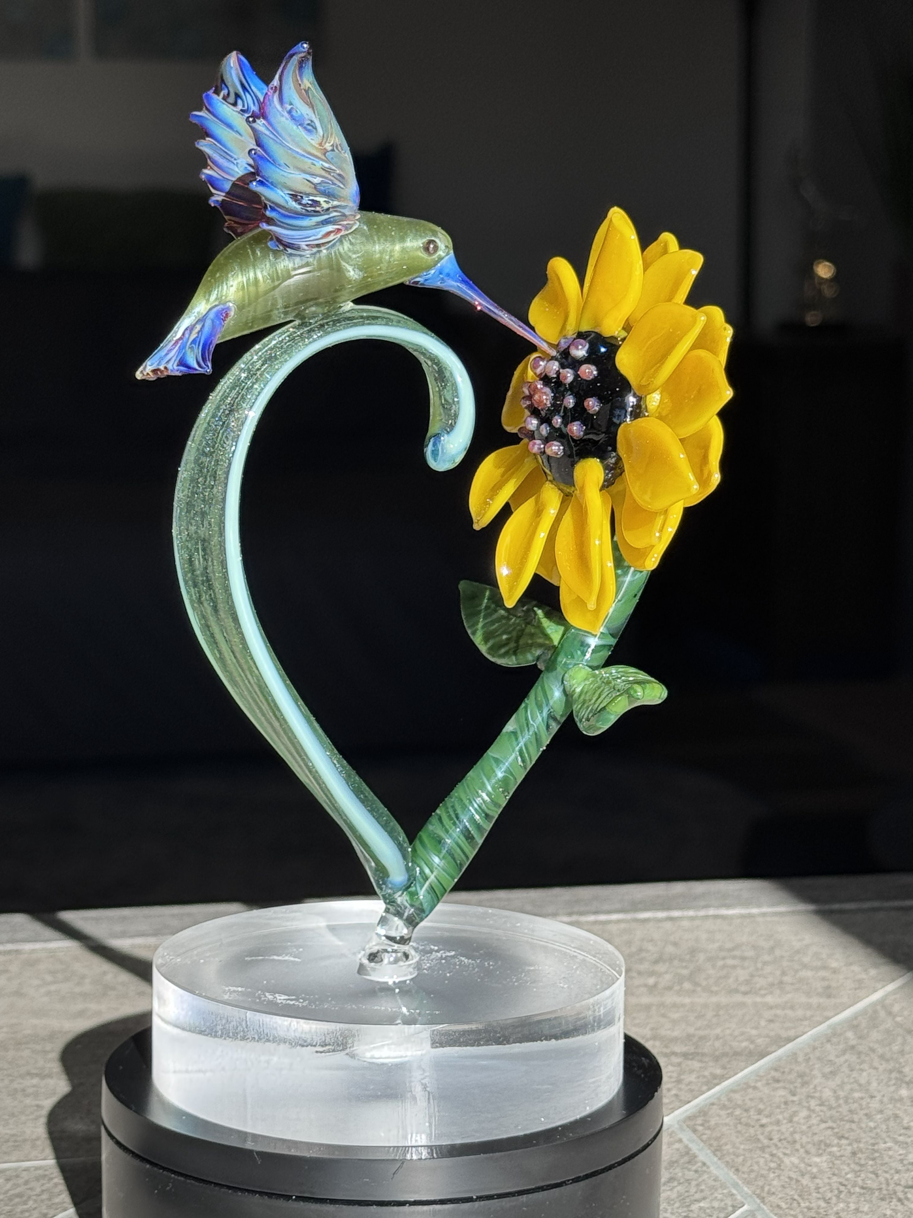 In Stock: Gorgeous Hummingbird Sunflower Sculpture - Only 1 Available!!
