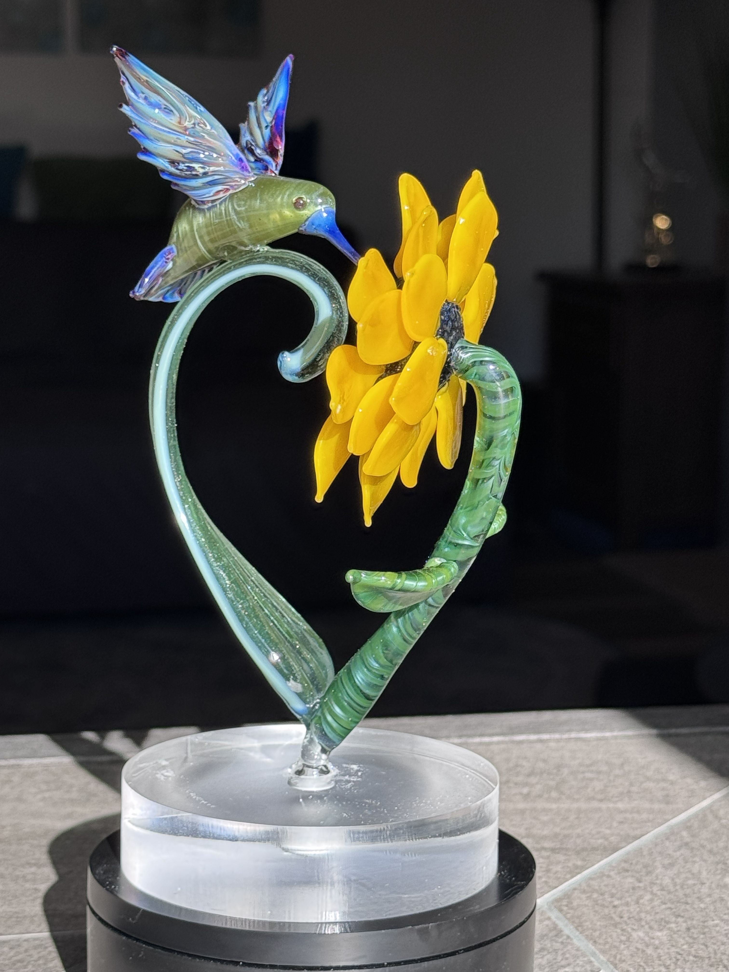 In Stock: Gorgeous Hummingbird Sunflower Sculpture - Only 1 Available!!
