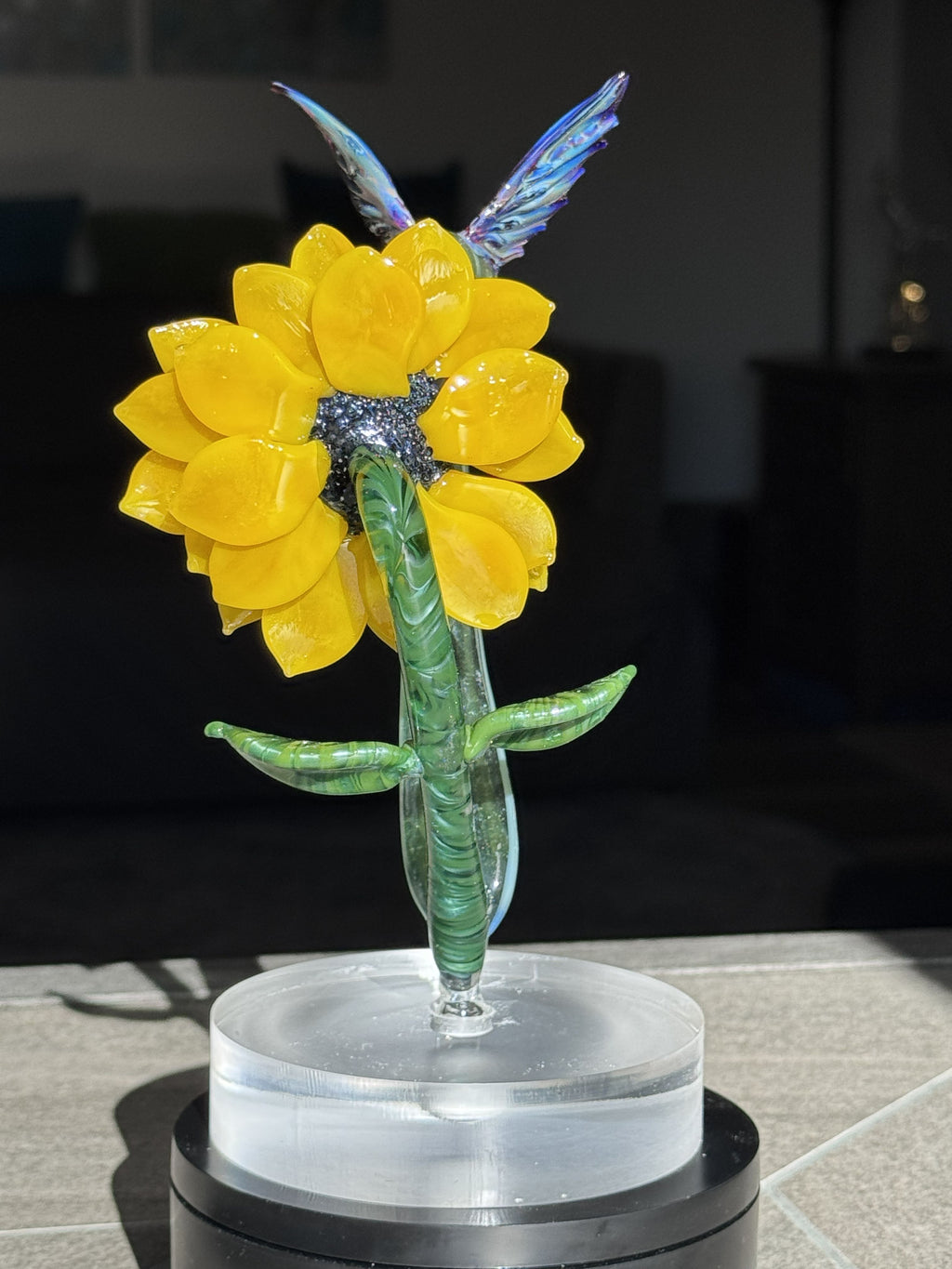 In Stock: Gorgeous Hummingbird Sunflower Sculpture - Only 1 Available!!
