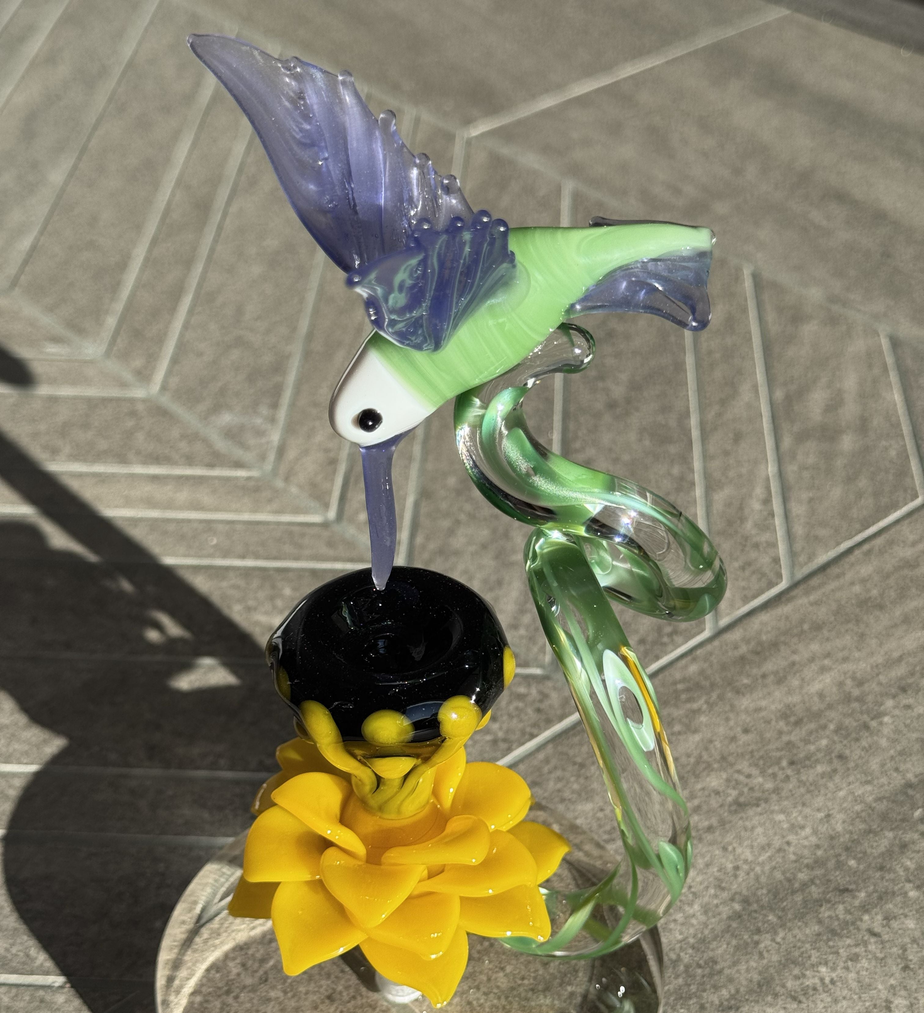 In Stock: Hummingbird Flower Sculpture - Only 1 Available!!