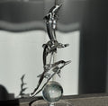 In Stock: Stunning Triple Dolphins Sculpture - Only 1 Available!!