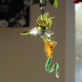 Hummingbird and Flower Sun-Catcher Ornament Hummingbird Decorations Suncatcher for Window Hanging Glass Figurine Bird
