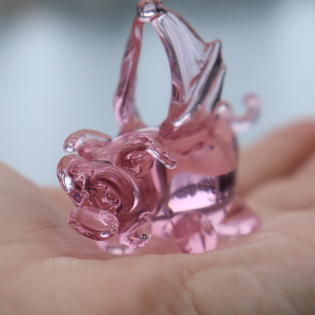 Cute "When Pigs Fly" Pink Glass Ornament | Pink Wing Piggy Glass Holiday Ornament |  Handmade Blown Glass Small Pig Figurine | Holiday Art