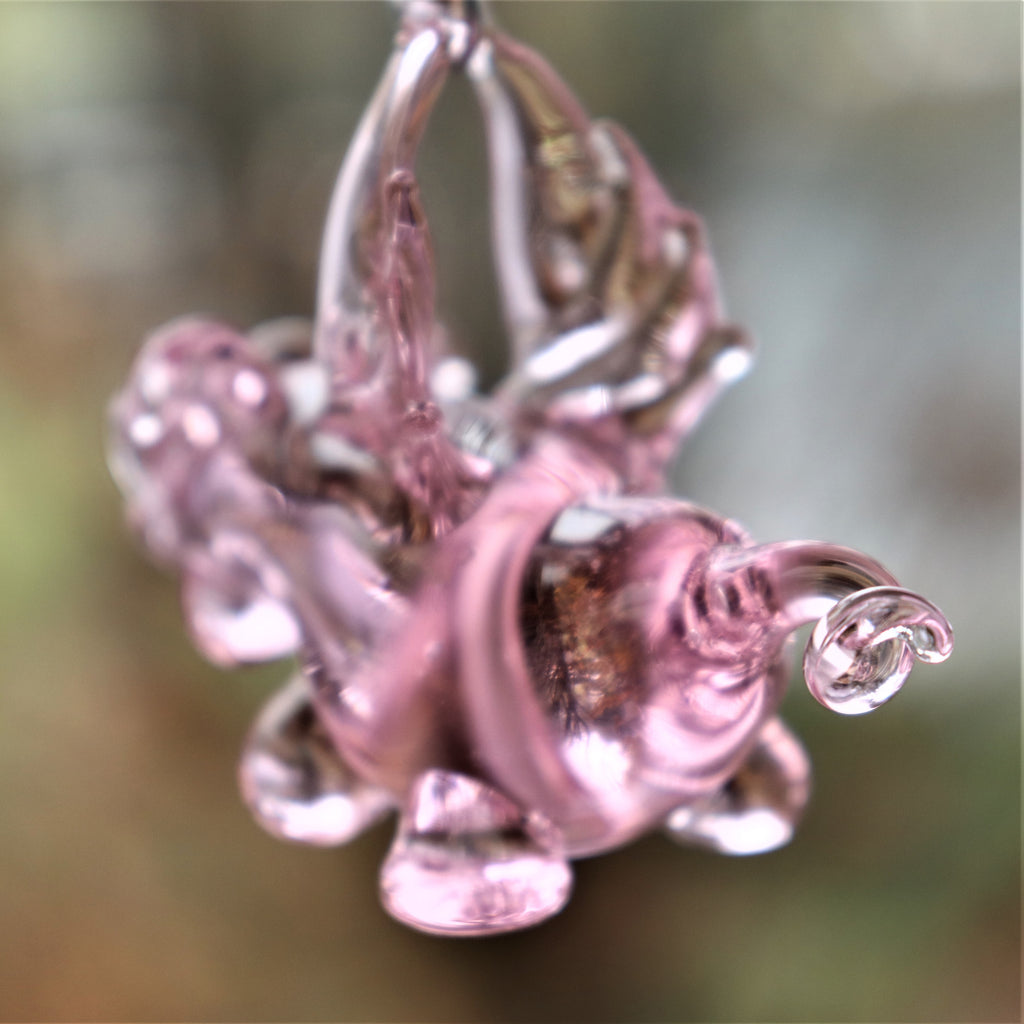 Cute "When Pigs Fly" Pink Glass Ornament | Pink Wing Piggy Glass Holiday Ornament |  Handmade Blown Glass Small Pig Figurine | Holiday Art