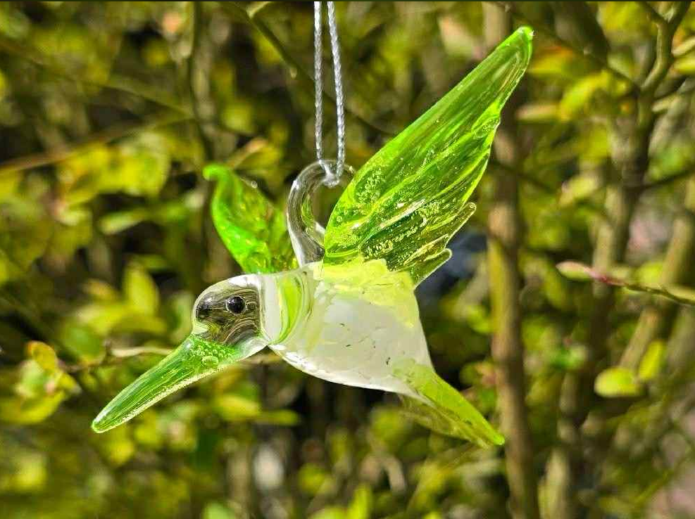 Glass Hummingbird Ornament in a Nest Gift Box