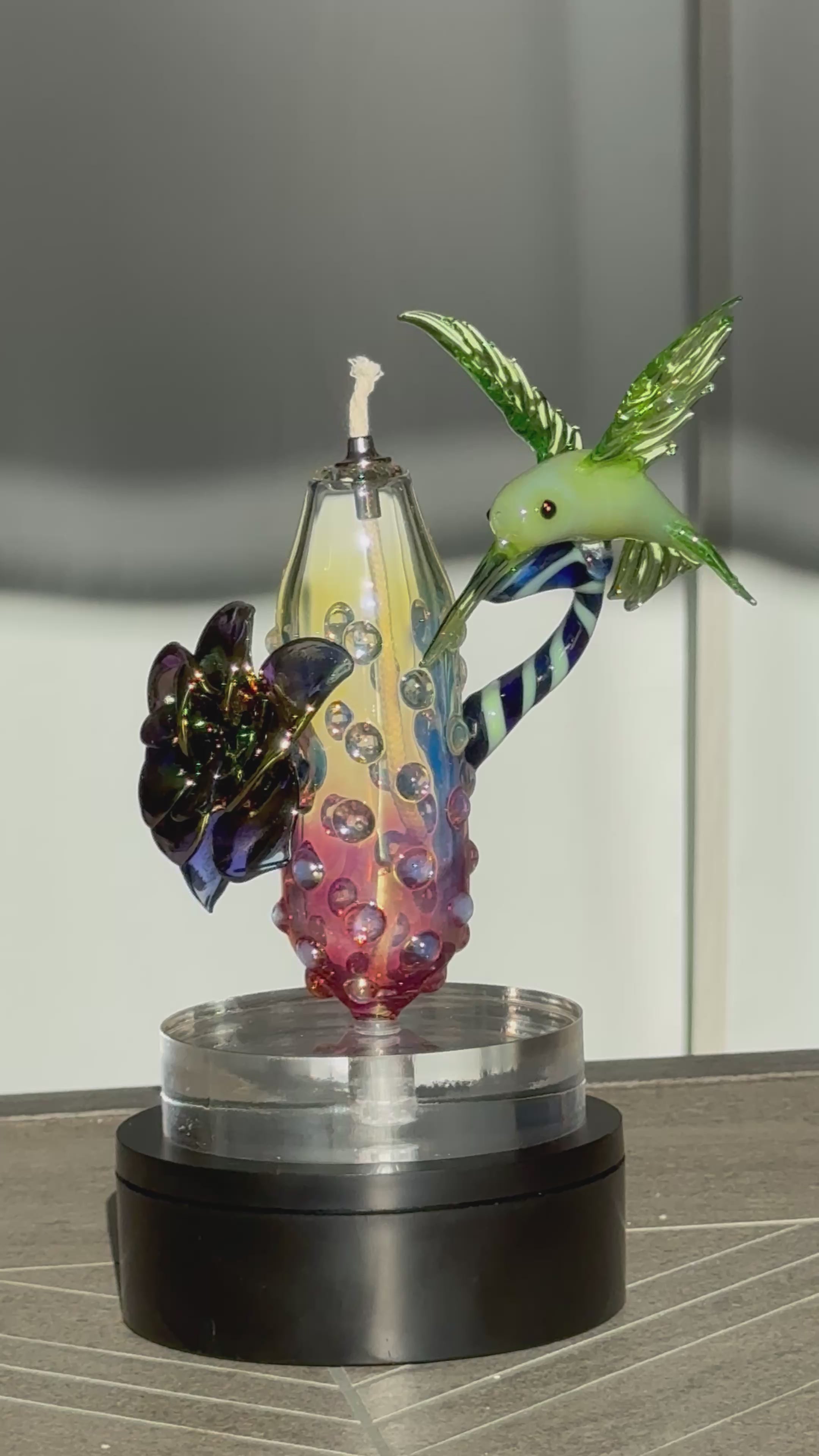 In Stock: Hummingbird Flower Oil Lamp - Only 1 Available!!