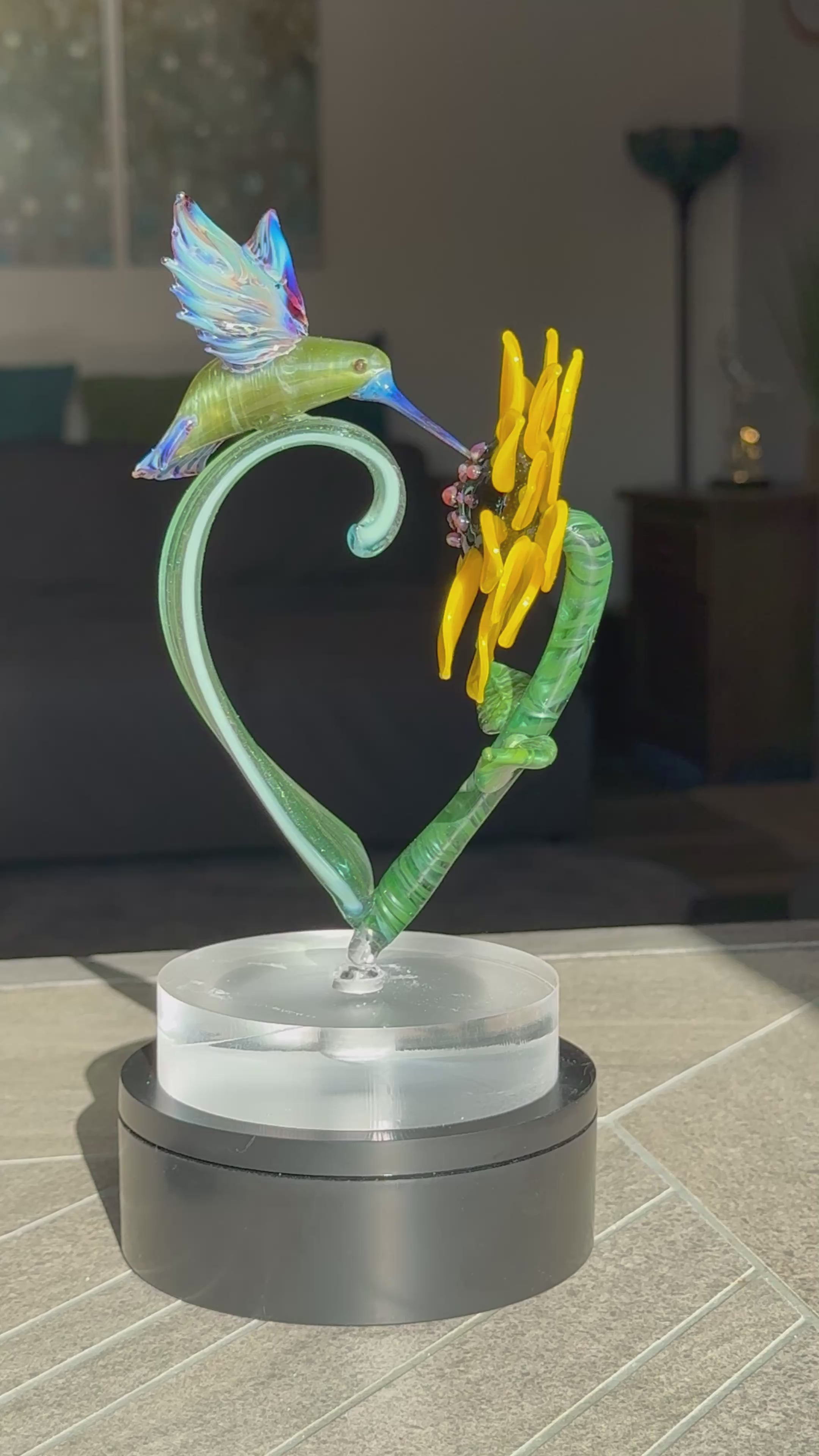 In Stock: Gorgeous Hummingbird Sunflower Sculpture - Only 1 Available!!